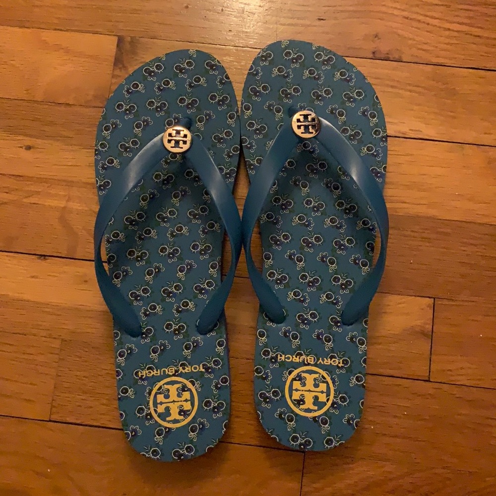 Tory Burch blue flip flops